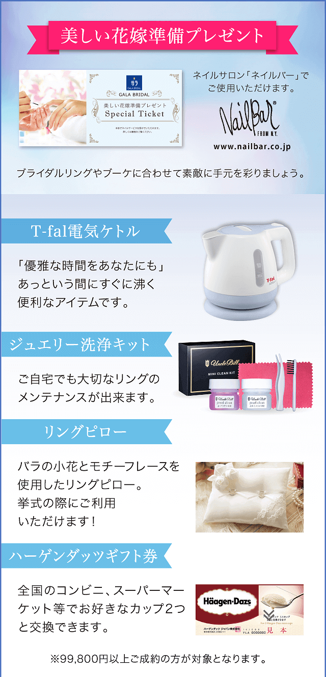 うれしさいっぱいのプレゼント! 5つの特典から選べます