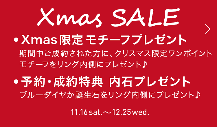 Xmas限定 ワンポイントモチーフ プレゼント! 11/16(土)~12/25(水)まで